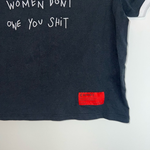 SOLD. CHNGE feminism Black Graphic Tee with White Trim - Picture 7 of 13